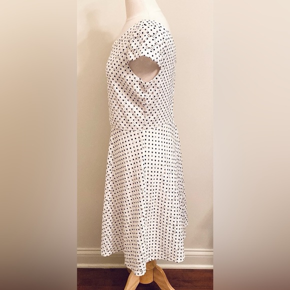 Ronni & Nicole White Black Polka Dot 12 Retro Classic Wedding Fit & Flare Dress - Picture 7 of 13